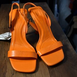 Zara Vibrant Orange Heeled Sandals